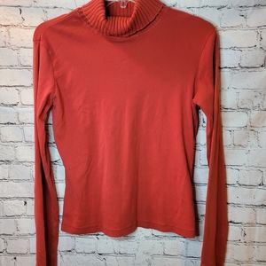 Mod-O-Doc Turtleneck Top Womens 4 Red Excellent 100% Cotton‎ Long Sleeve Ribbed